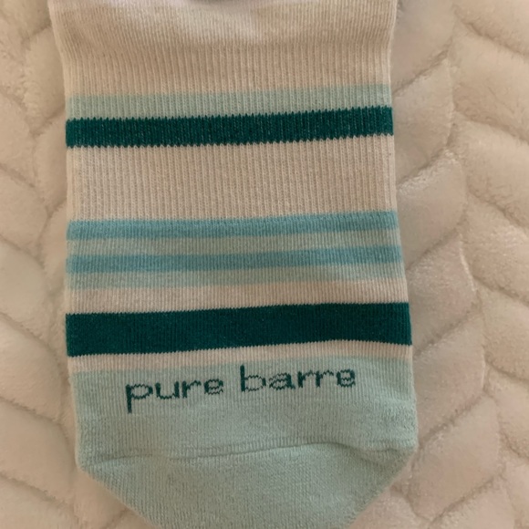 Pure Barre Aqua and White Low Rise Whimsy Strip Grip Socks [Medium{ - Picture 3 of 4
